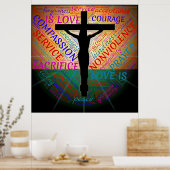 十字架のイエス、非暴力、受け入れポスター ポスター (キッチン)