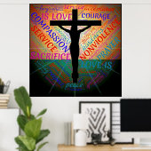 十字架のイエス、非暴力、受け入れポスター ポスター (ホームオフィス)