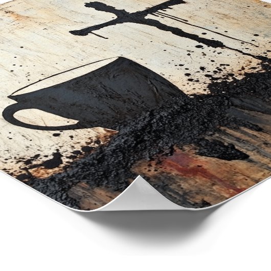 十字架のキリスト教徒によって導かれたコーヒーによって燃料を供給 ポスター (角)