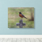 十字架のロビン キャンバスプリント (インサイチュ (ウッドフロア))