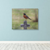 十字架のロビン キャンバスプリント (インサイチュ (ウッドフロア))