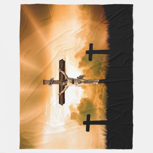 十字架の上のキリスト フリースブランケット (正面)