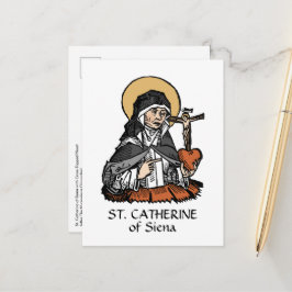十字架の付いたハートを持つシエナの聖カトリーナ ポストカード
