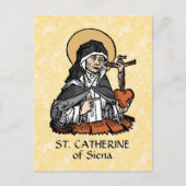 十字架の付いたハートを持つシエナの聖カトリーナ ポストカード (正面)