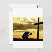 十字架の前にひざまずく ポストカード (正面/裏面)