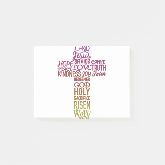十字架の型枠のイエスの名前 ポストイット (正面)