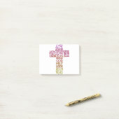 十字架の型枠のイエスの名前 ポストイット (デスク上)