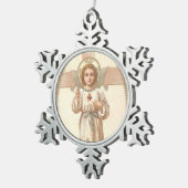 十字架の子イエスの聖なるハート スノーフレークピューターオーナメント (右)