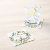 十字架の子羊I卵とフローラ復活祭 スクエアペーパーコースター (インサイチュ)