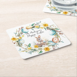 十字架の子羊I卵とフローラ復活祭 スクエアペーパーコースター