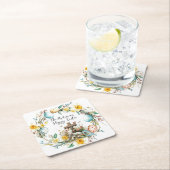 十字架の子羊I卵とフローラ復活祭 スクエアペーパーコースター (インサイチュ)