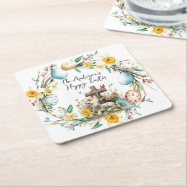 十字架の子羊I卵とフローラ復活祭 スクエアペーパーコースター