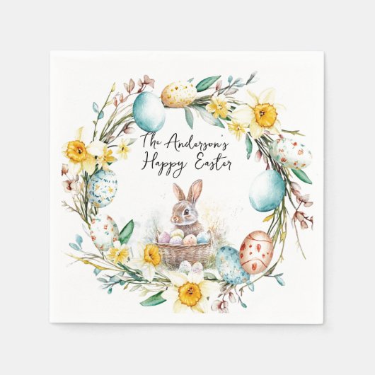 十字架の子羊I卵とフローラ復活祭 スタンダードカクテルナプキン (正面)
