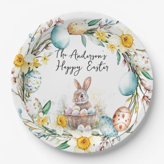 十字架の子羊I卵とフローラ復活祭 ペーパープレート (正面)