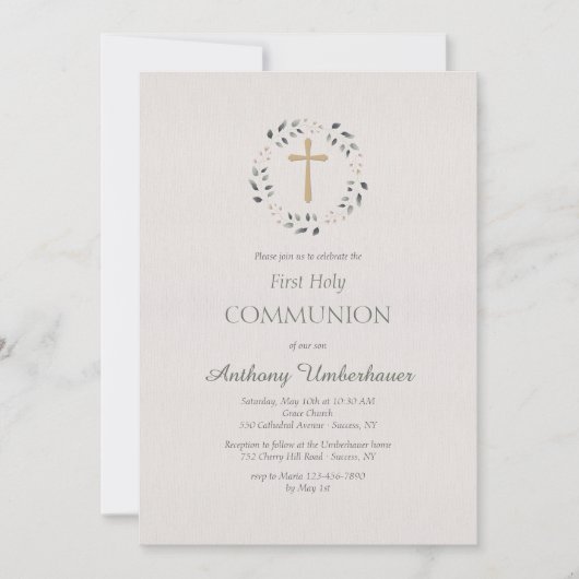 十字架の宗教的な招待状（円形枠） 招待状 (正面)