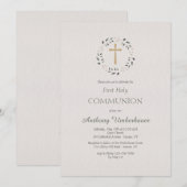 十字架の宗教的な招待状（円形枠） 招待状 (正面/裏面)