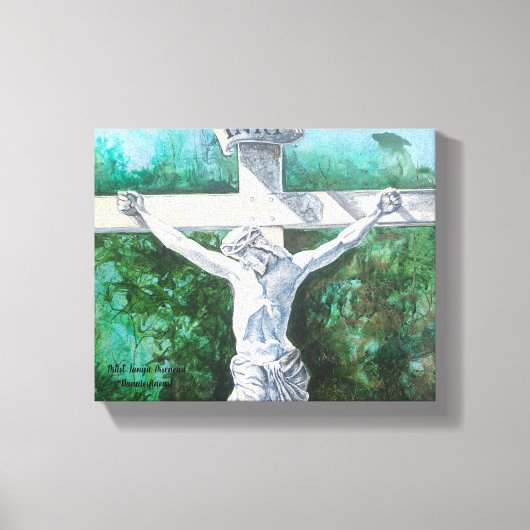 十字架の復活絵を描の キャンバスプリント (正面)