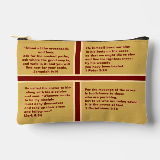 十字架の祈り書ロザリオ アクセサリーポーチ (正面)