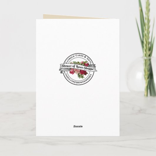 十字架の赤いバラSt.Thereseヒーリング祈りの言葉 カード (裏面)