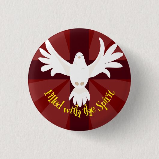 十字架の鳩で満たされた 缶バッジ (正面)