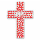 十字架はハートと希望の言葉で作られた シール (正面)