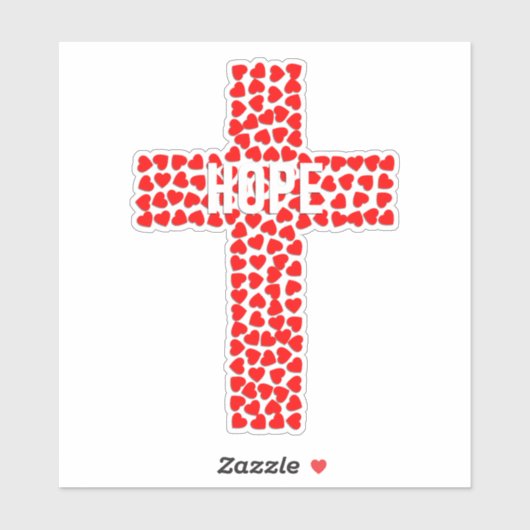 十字架はハートと希望の言葉で作られた シール (シート)