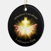 十字架を手にした聖書の引用文 セラミックオーナメント (左)