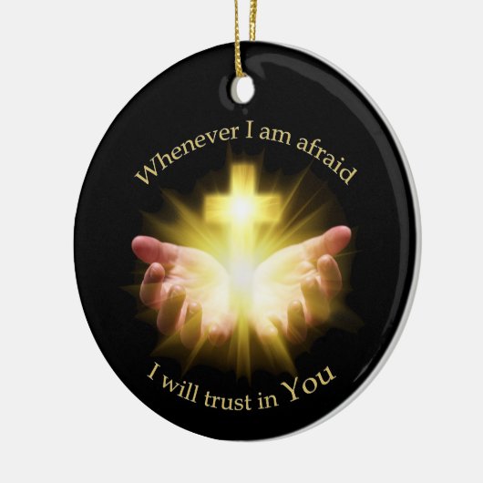 十字架を手にした聖書の引用文 セラミックオーナメント (左)