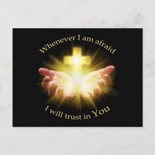 十字架を手にした聖書の引用文 ポストカード (正面)