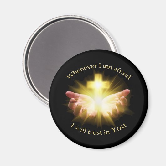 十字架を手にした聖書の引用文 マグネット (正面/裏面)