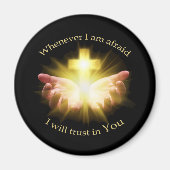 十字架を手にした聖書の引用文 マグネット (正面)