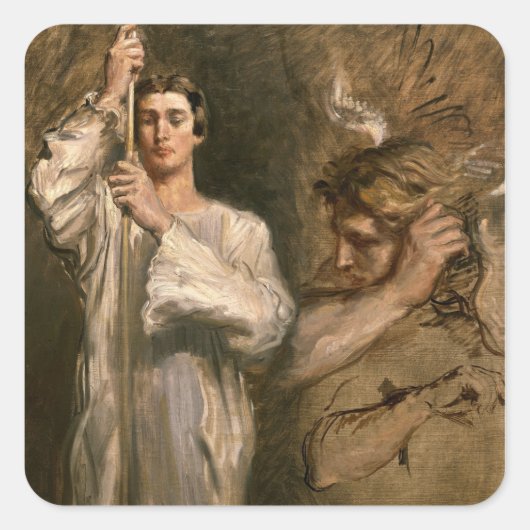 十字架を手にした青年 スクエアシール (正面)