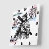 十字架を持つイエス・キリスト スクエア壁時計 (傾斜)