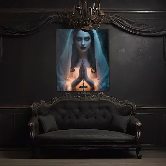 十字架を持つゴシックの女性 タペストリー