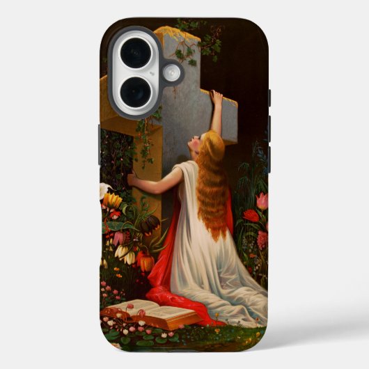 十字架を持つ女性が祈っている Case-Mate iPhoneケース (裏面)