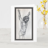 「十字架を背負うイエス様。」 グリーティングカード (黄色い花)