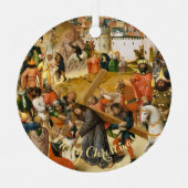 十字架を背負うキリストヴィンテージアートクリスマス メタルオーナメント (正面)