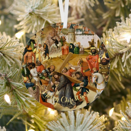十字架を背負うキリストヴィンテージアートクリスマス メタルオーナメント (インサイチュ)