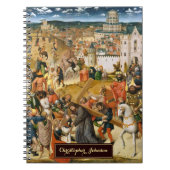 十字架を背負うキリストヴィンテージアート金ゴールドモノグラム ノートブック (正面)