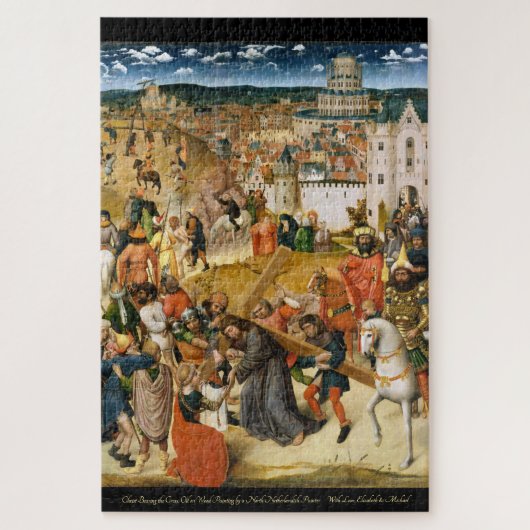 十字架を背負うヴィンテージ美術油絵 ジグソーパズル (縦)