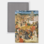 十字架を背負うヴィンテージ美術油絵 マグネット (正面/裏面)