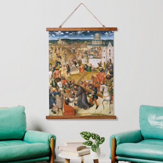 十字架を背負う素晴らしヴィンテージ 吊り下げ型タペストリー (リビング)