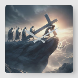 十字架を背負って運十字架 スクエア壁時計