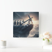 十字架を背負って運十字架 スクエア壁時計 (ホーム)