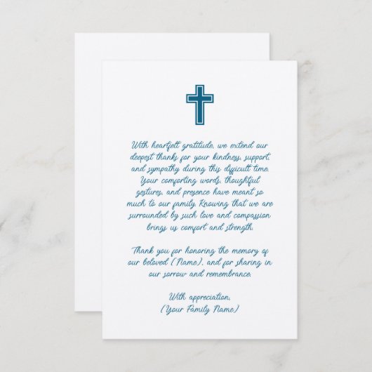 十字架を被った葬儀サンキューカード サンキューカード (正面/裏面)