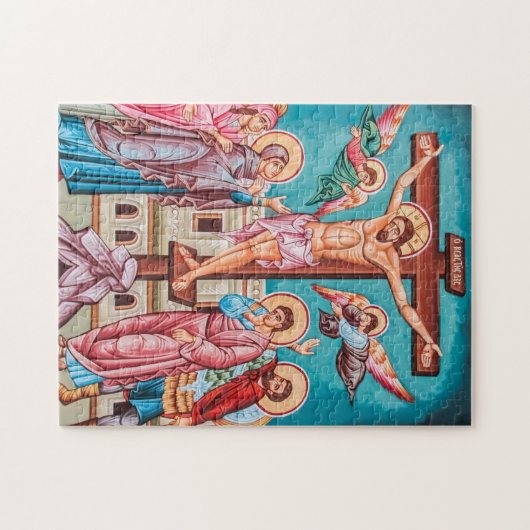 十字架イエスキリスト正教会のキリスト教のアイコン ジグソーパズル (横)