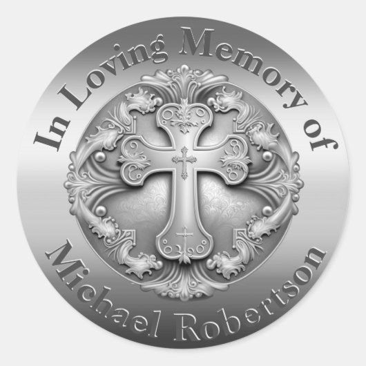 十字架カスタム付きメモリアル ラウンドシール (正面)