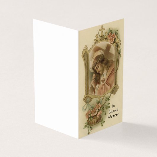 十字架カトリック葬儀聖カードを持つイエス 名刺 (外部)