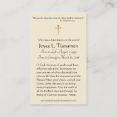 十字架カトリック葬儀記念聖札 名刺 (裏面)