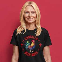 十字架カラフル付きCursillo Decolores Rooster Tシャツ